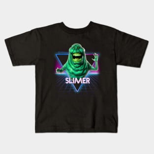 Slimer Ghostbusters Retro 80s Neon Landscape Kids T-Shirt